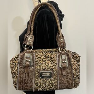 JinnyY2K Brown Shoulder Bag Faux Croc Trim